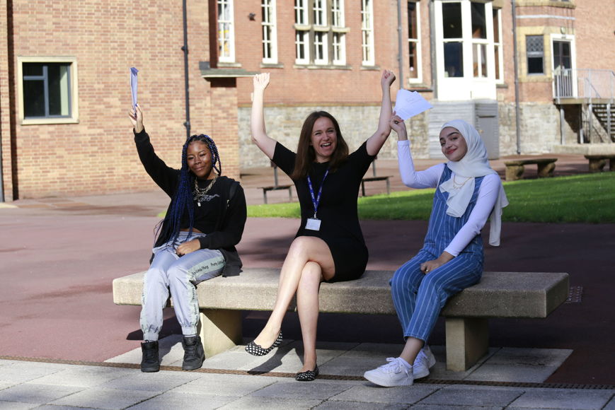 Tameka Foster and Zaina Kafienah, pictured with Principal Kerry McCullagh (centre)